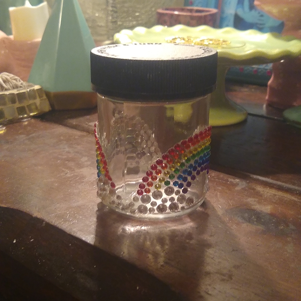 Hand Decorated Rhinestone Stash Jar - Picture 2 of 3